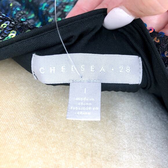 CHELSEA28 Women's Sequin Long Sleeve Minidress Large Navy Blue Multi NWOT - Picture 9 of 10